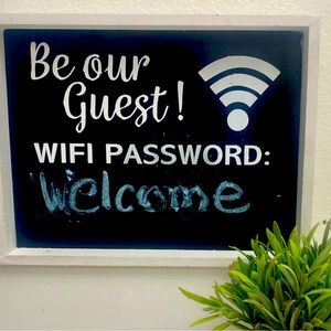 Welcome your guests with a chalk board Wi-Fi sign